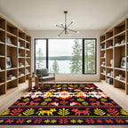 Folk Animal Tribal Stripes Rug