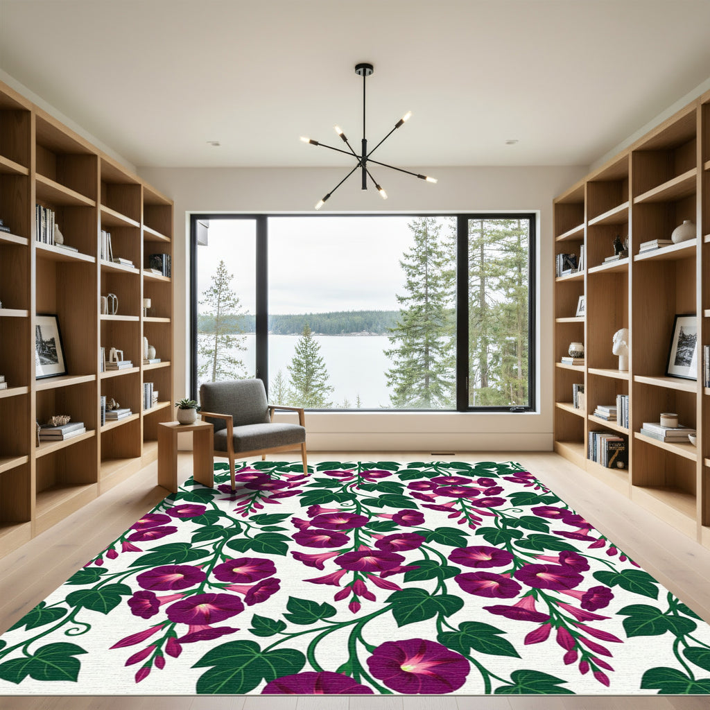 Deep Purple Morning Glory Vine Rug