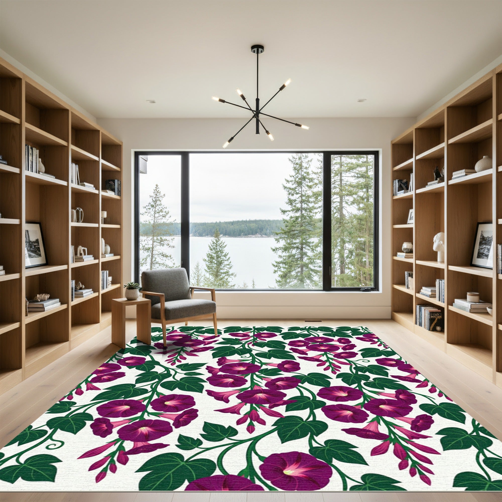 Deep Purple Morning Glory Vine Rug