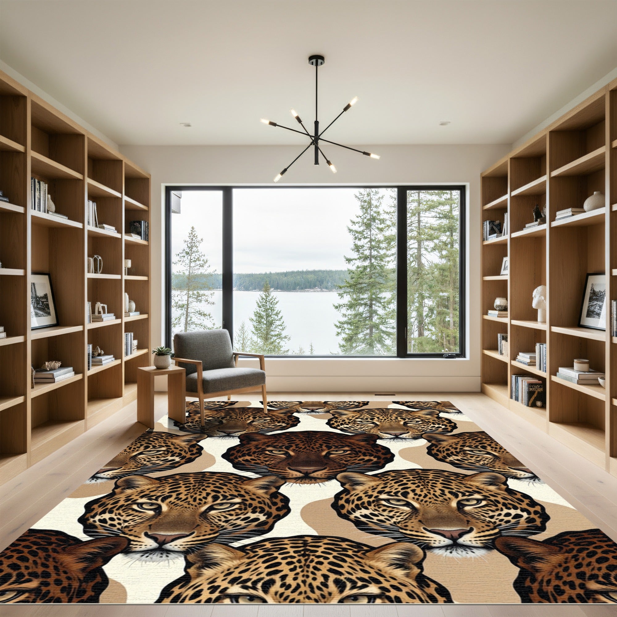 Leopard Face Neutral Tonal Repeat Rug