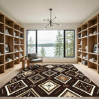 Brown Cream Diamond Geometric Pattern Rug