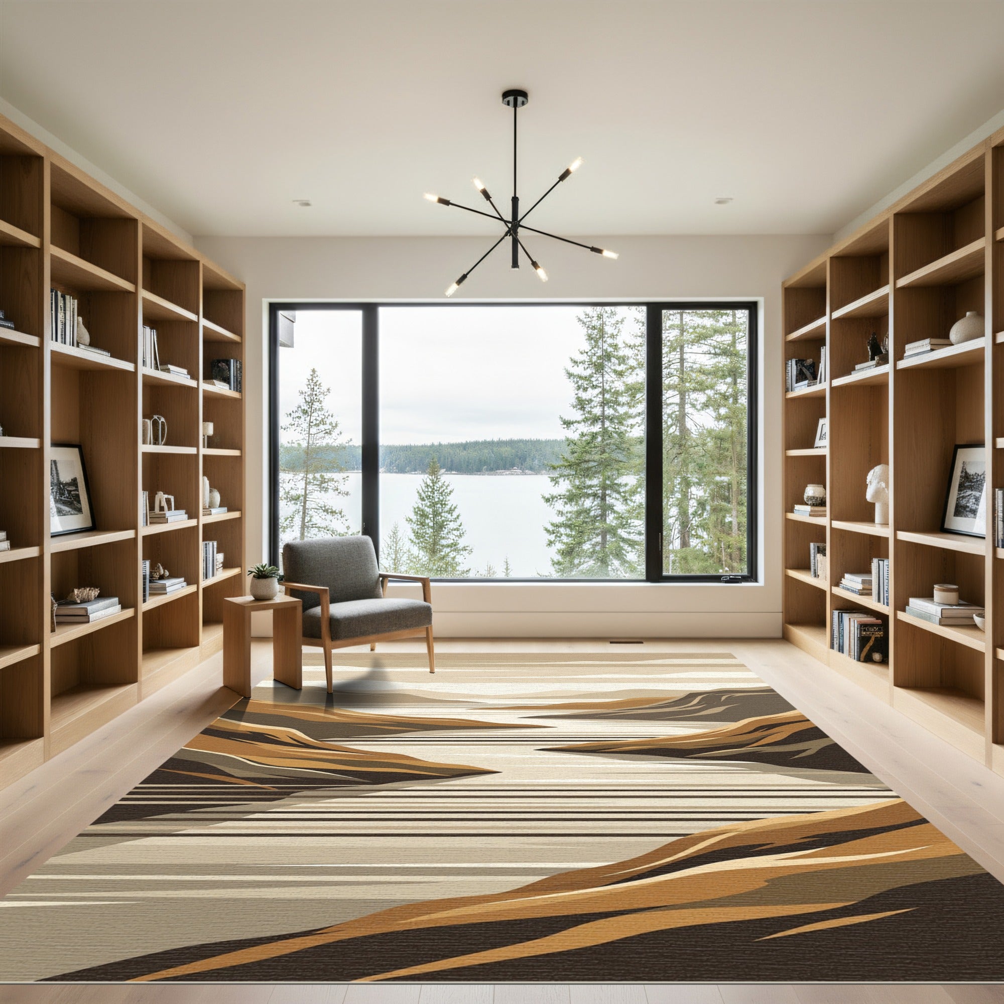 Earthy Landscape River Bend Rug