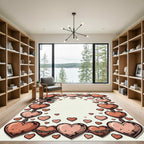 Rusty Pink Interlocking Heart Chain Border Rug
