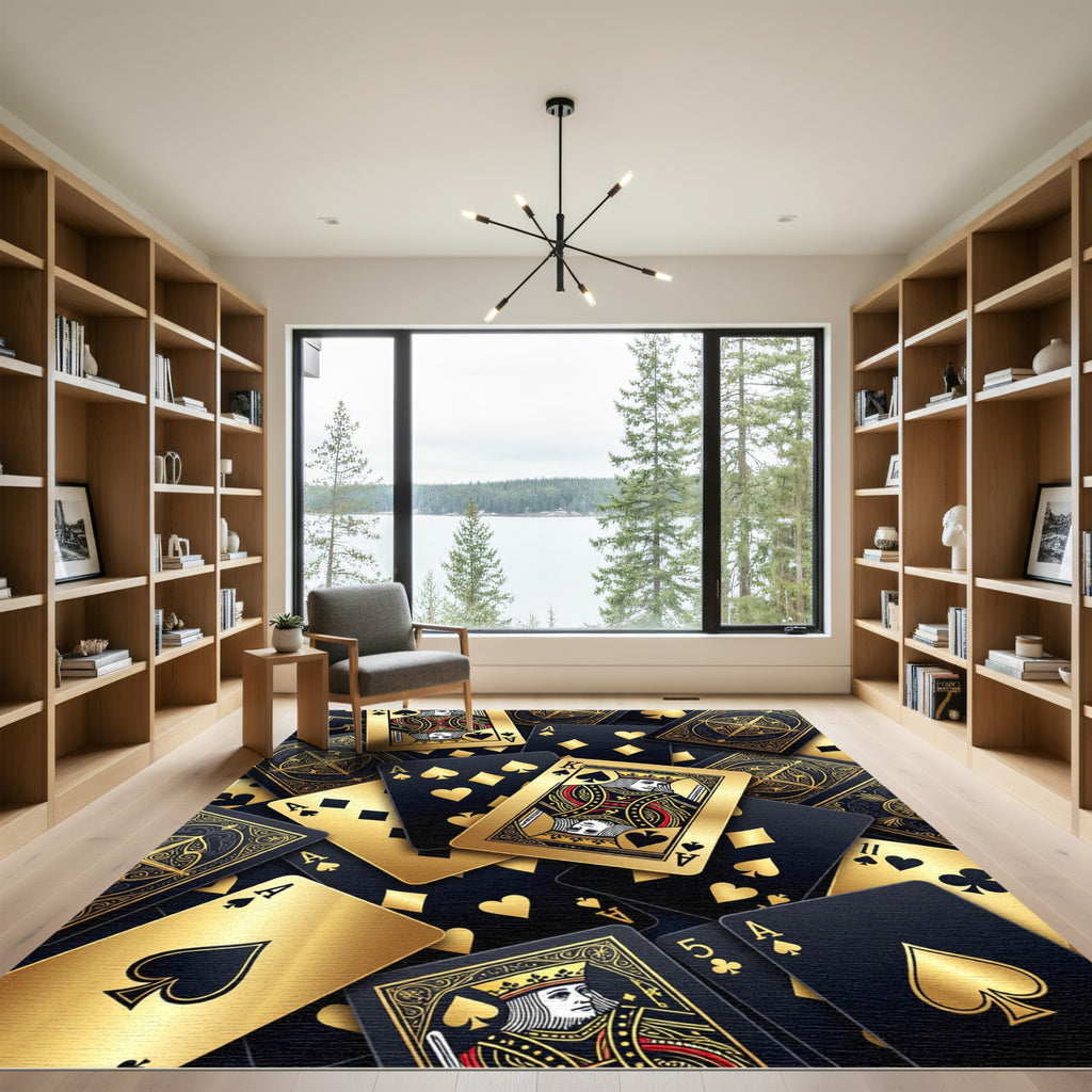 Golden Playing Card Royal Casino Accent Rug