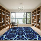 Navy Blue Celestial Geometric Star Rug