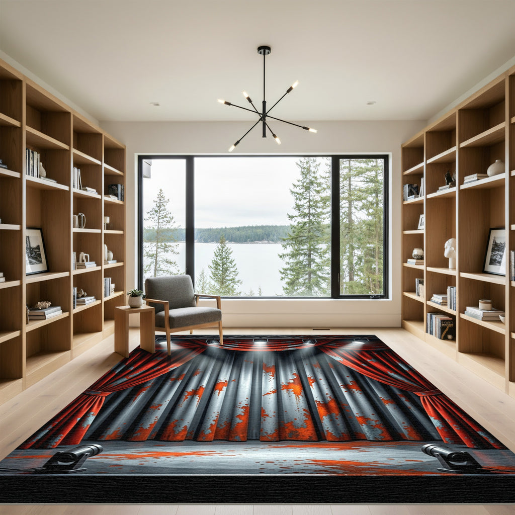 Crimson Splatter Stage Curtains Rug