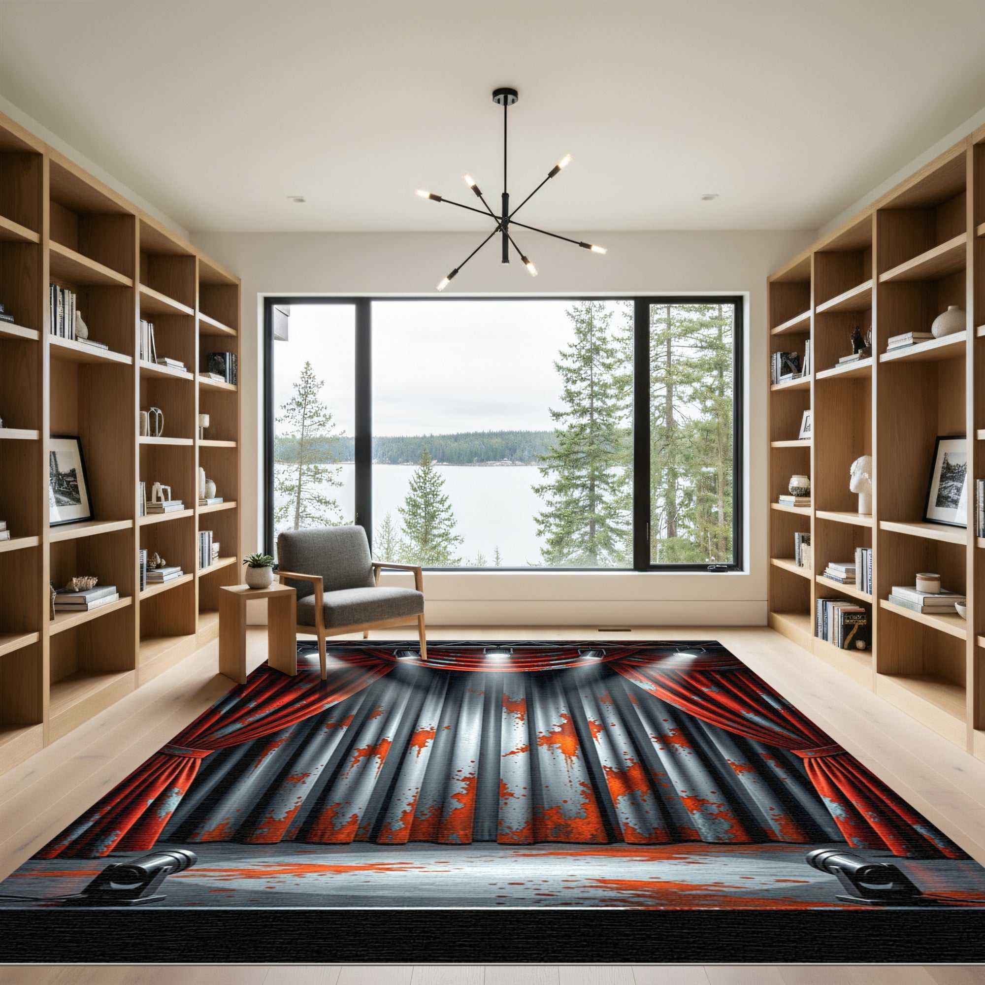 Crimson Splatter Stage Curtains Rug