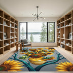 Vibrant Sunny Sunflower Bouquet Art Rug