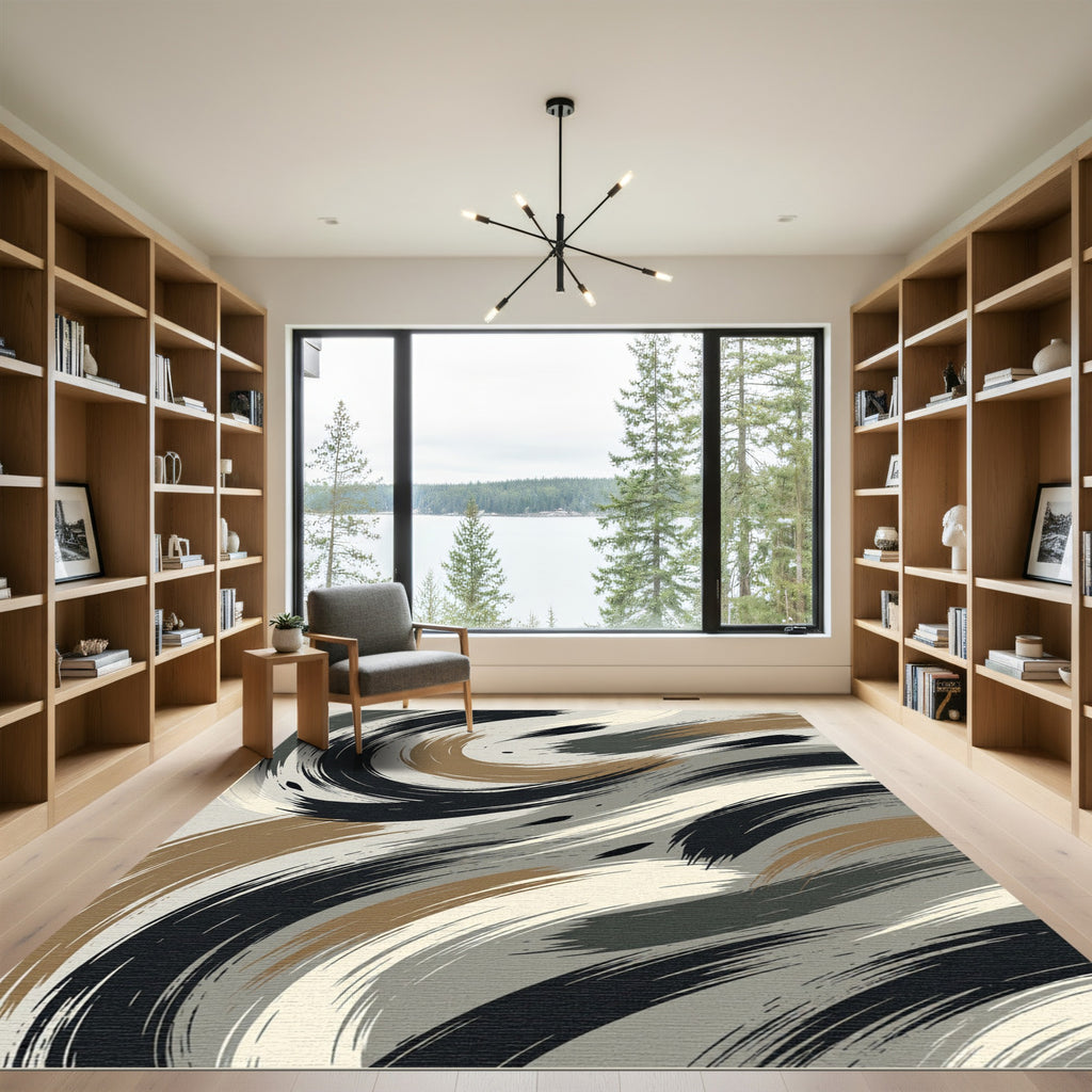 Abstract Earth Tone Swirl Rug