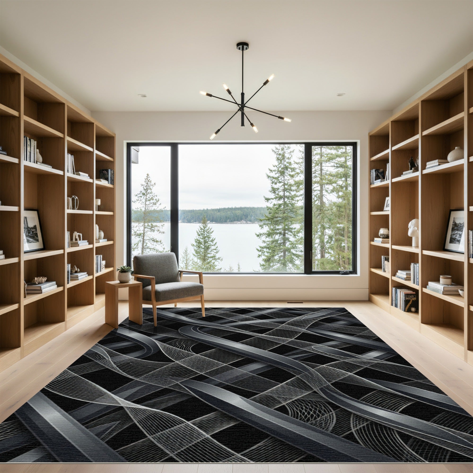 Gray Woven Ribbon Abstract Rug