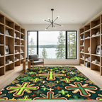 Geometric Emerald Green Cross Mosaic Rug