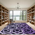 Geometric Lavender Hexagon Interwoven Lattice Rug