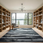 Dark Gray Ocean Waves Collage Rug