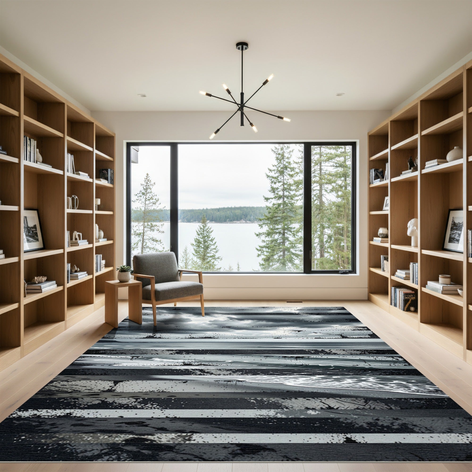 Dark Gray Ocean Waves Collage Rug