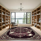 Ornate Crimson Floral Scroll Rug