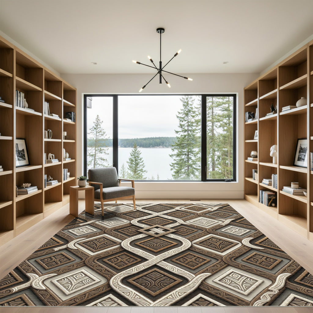 Embossed Geometric Weave Diamond Rug