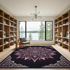 Ornate Plum Lotus Flame Mandala Rug