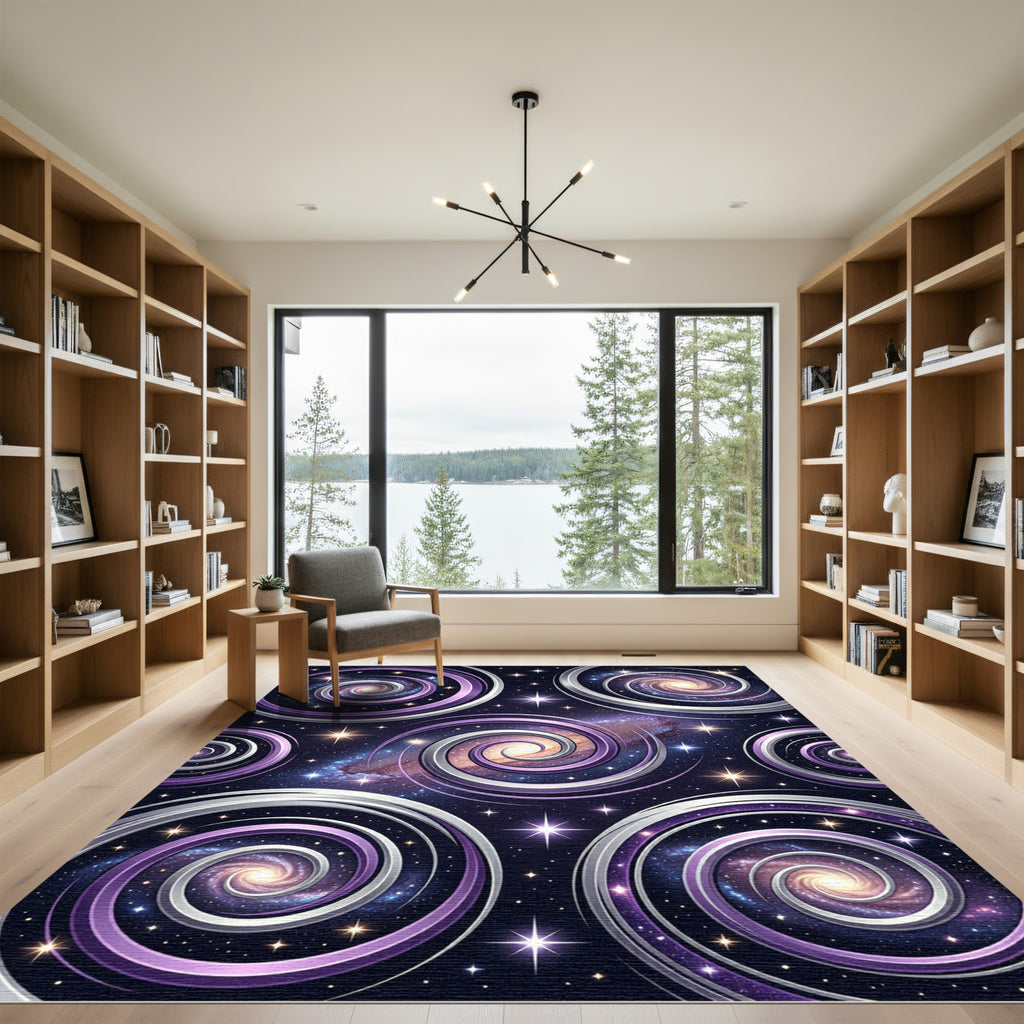 Cosmic Purple Spiral Galaxy Nebula Rug