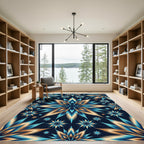 Celestial Blue and Gold Starburst Rug