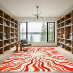 Radiant Sunburst Red Swirls Rug