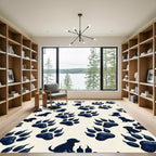 Navy Puppy Paw Cream Minimalist Rug