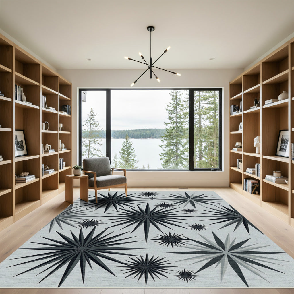 Dark Gray Starburst Sunburst Scatter Rug