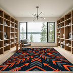 Bold Orange Gray Geometric Arrow Art Rug