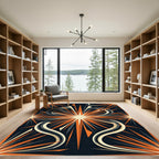 Mid-Century Radiant Amber Star Burst Rug