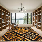 Geometric Step Pyramid Amber Ochre Tile Rug
