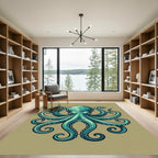 Majestic Teal Octopus Ocean Creature Rug