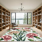 Blushing Carnation Floral Watercolor Aesthetic Rug
