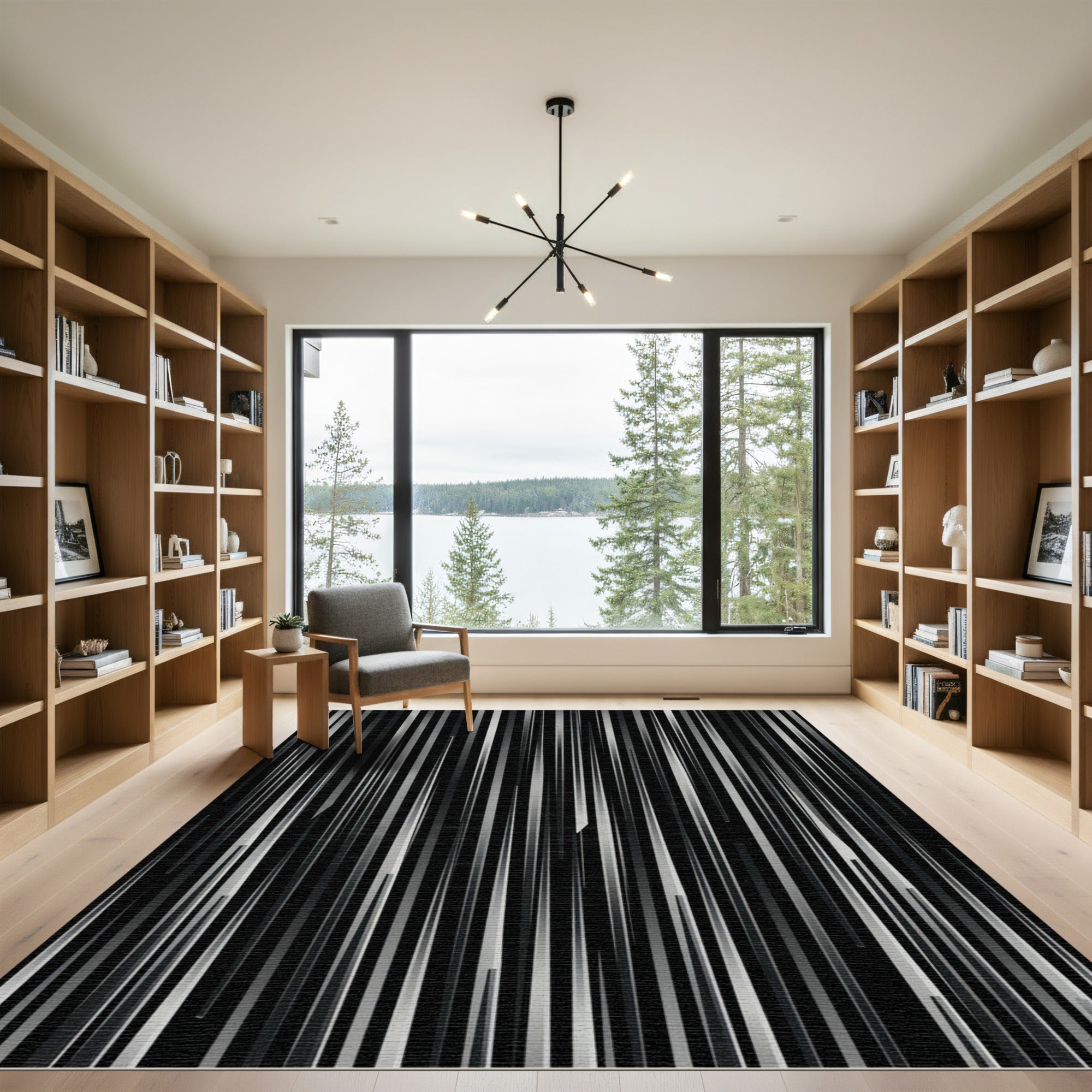 Monochrome Vertical Sharp Stripe Rug
