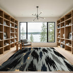 Grungy Black Gray Vertical Streak Rug