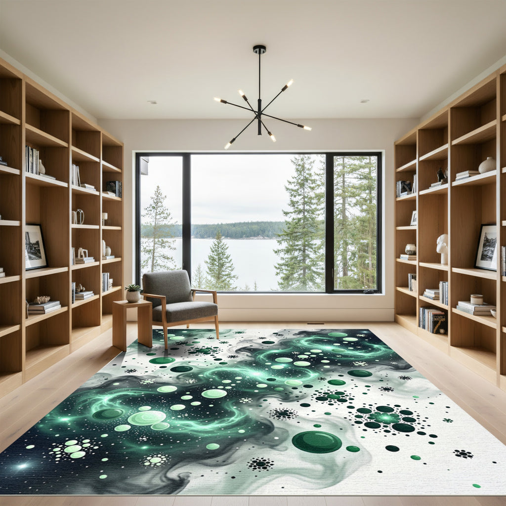 Emerald Galaxy Bubbles Swirl Rug