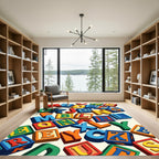 Vibrant Colorful Alphabet Block Scatter Rug