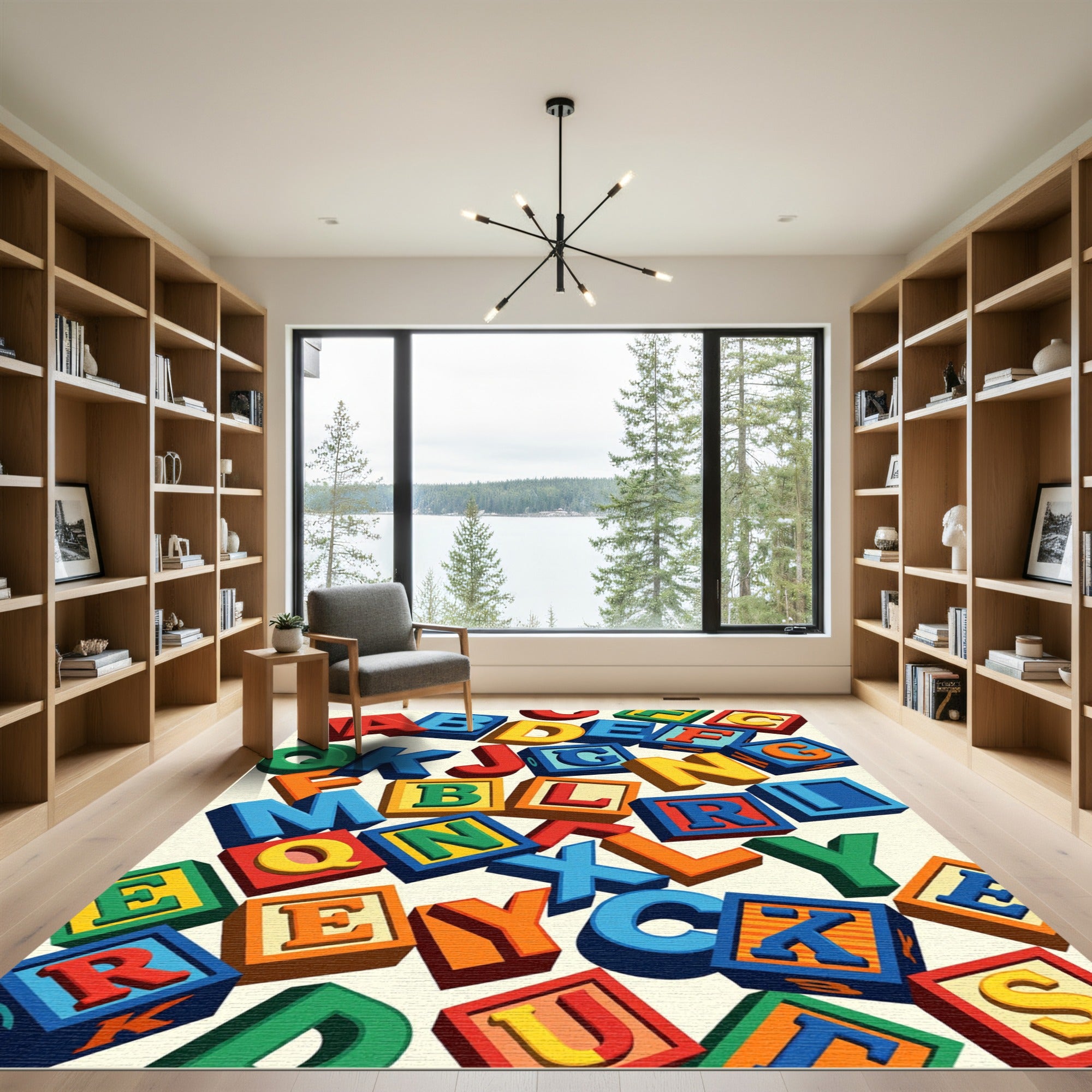 Vibrant Colorful Alphabet Block Scatter Rug