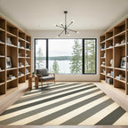 Modern Gray Diagonal Stripe Rug