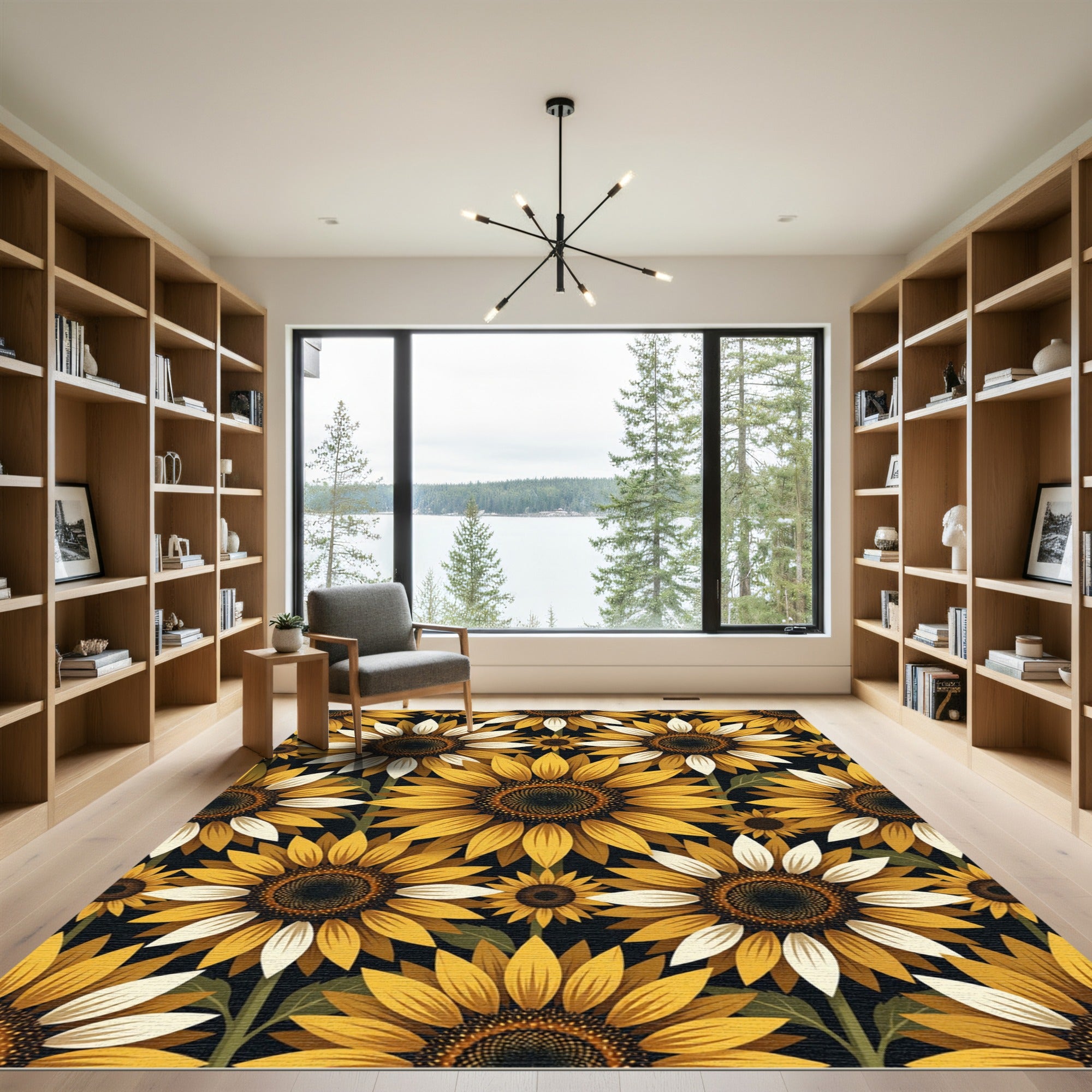 Golden Yellow Sunflower Collage Rug