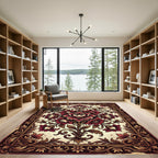 Ornate Crimson Floral Baroque Medallion Rug
