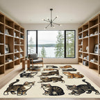 Playful Tabby Cat Illustration Collection Rug