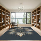 Gilded Tropical Palm Leaf Mandala Rug