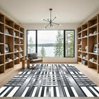 Metallic Silver Geometric Interwoven Grid Rug
