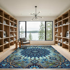 Elegant Azure Floral Medallion Rug