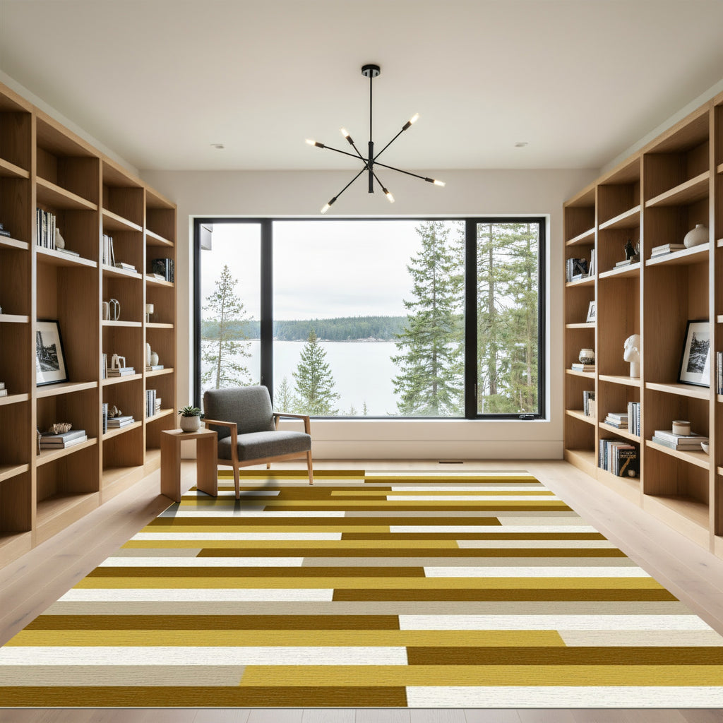 Modern Earthy Tones Linear Abstract Piece Rug