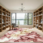 Crimson Mauve Abstract Ink Wash Rug