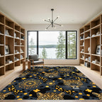 Golden Leopard Mandala Dark Pattern Rug