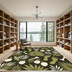 Tropical Jungle Footprint and Bone Illustration Rug
