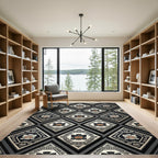Tribal Face Diamond Geometric Rug