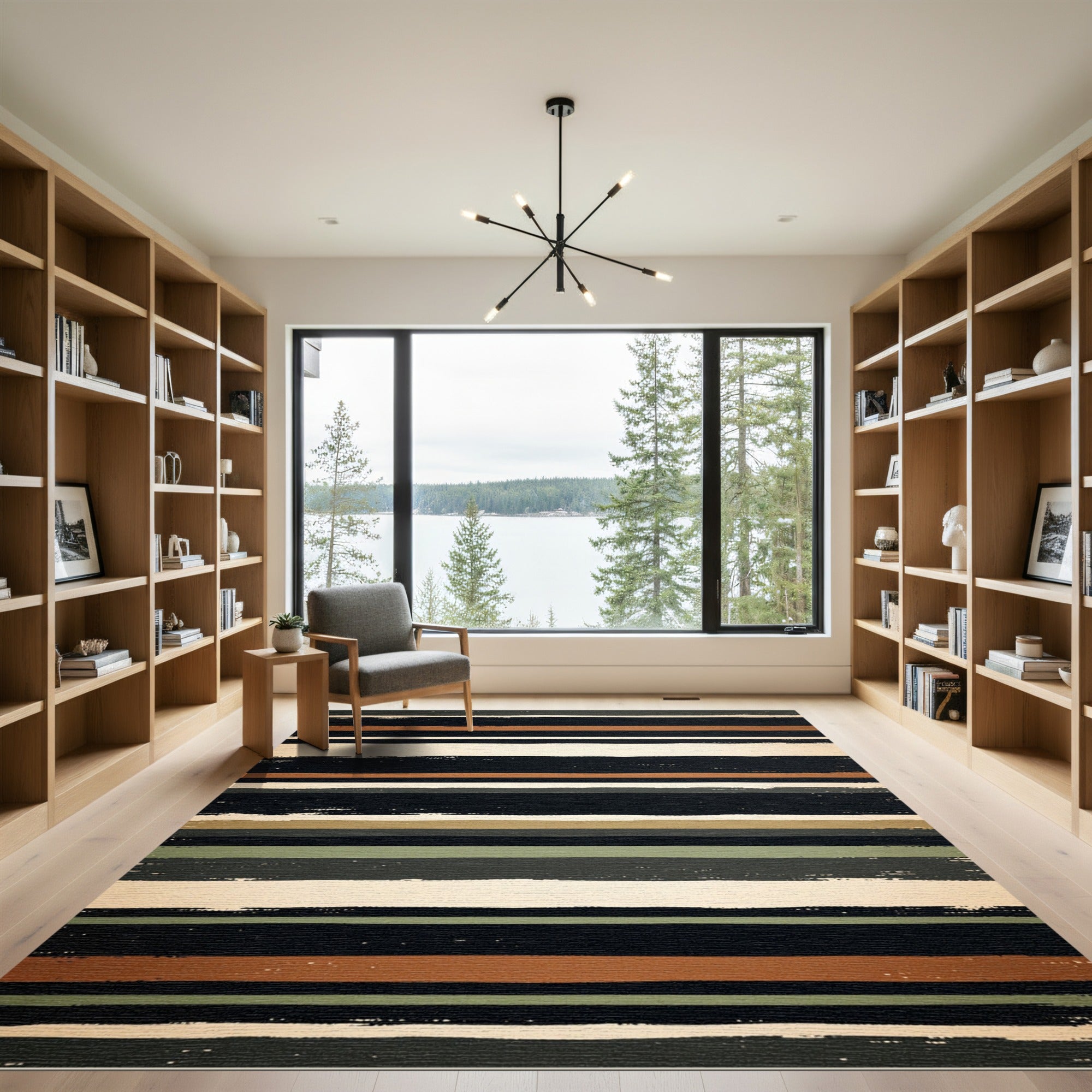 Earthy Tones Hand Painted Stripe Rug