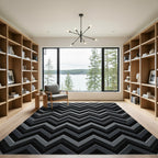 Sophisticated Gray Metallic Zigzag Chevron Rug